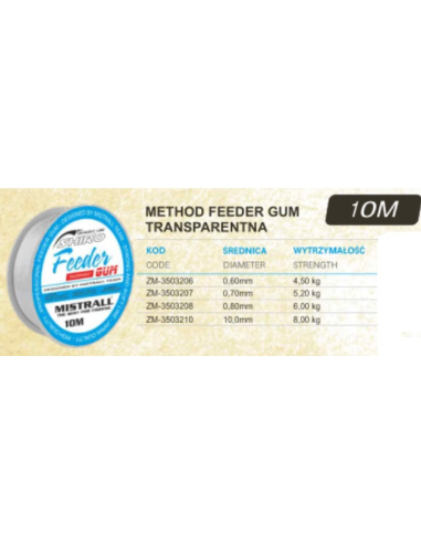 Amortyzator Feeder Gum MISTRALL SHIRO FEEDER 1,0MM 8KG MISTRALL - 2
