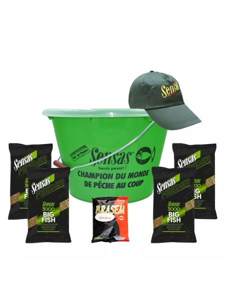 Zestaw  SENSAS 3000 ZANĘTA FEEDER + DODATEK + WIADRO + CZAPKA SENSAS - 1