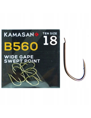 Haczyki Kamasan B560 Wide Gape Barbed – rozmiar 18