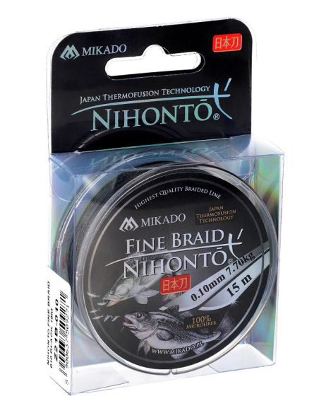 Plecionka Mikado Nihonto FINE BRAID 4X 15m Czarna 0,10mm MIKADO - 1 Plecionka Mikado Nihonto FINE BRAID 4X 15m Czarna 0,10mm MIKADO - 1
