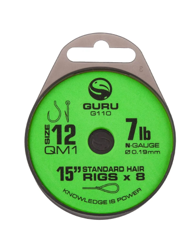 Przypony Guru QM1 Standard Hair Rigs 38cm 0.19mm - 10 GURU - 4