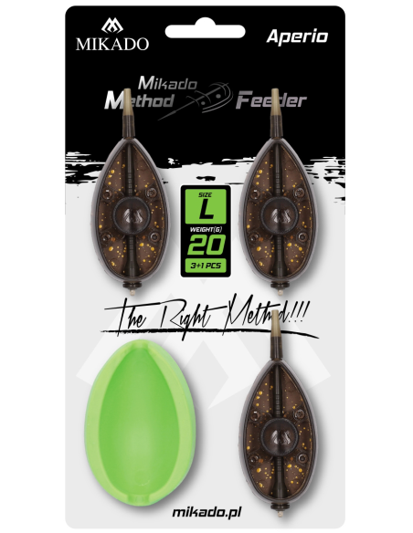 Zestaw Mikado Method Feeder Aperio L - Koszyki 3 x 15g/20g/30g + Foremka MIKADO - 1