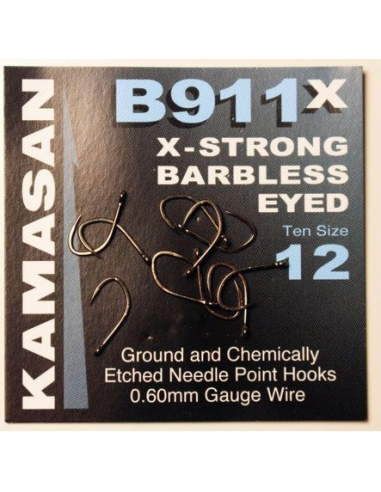 Haczyki Kamasan B911 X-Strong Eyed Barbless – rozmiar 18