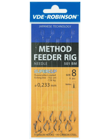 Przypony VDE-Robinson Method Feeder 501BM Barbless / ŻYŁKA / Z Igłą - roz. 10