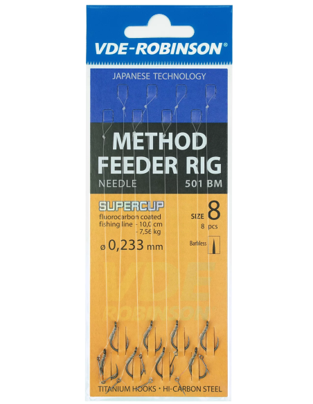 Przypony VDE-Robinson Method Feeder 501BM Barbless / ŻYŁKA / Z Igłą - roz. 12 ROBINSON - 1
