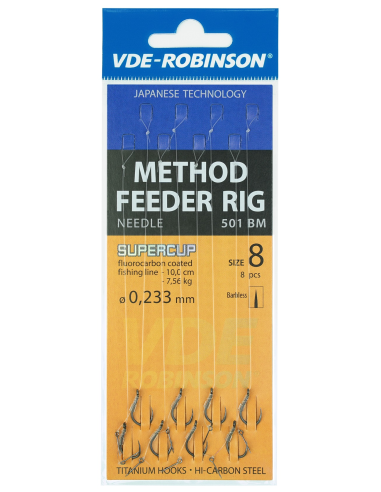 Przypony VDE-Robinson Method Feeder 501BM Barbless / Plecionka / Z Igłą - roz. 6