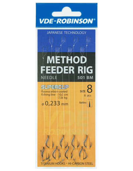 Przypony VDE-Robinson Method Feeder 501BM Barbless / Plecionka / Z Igłą - roz. 6 ROBINSON - 1