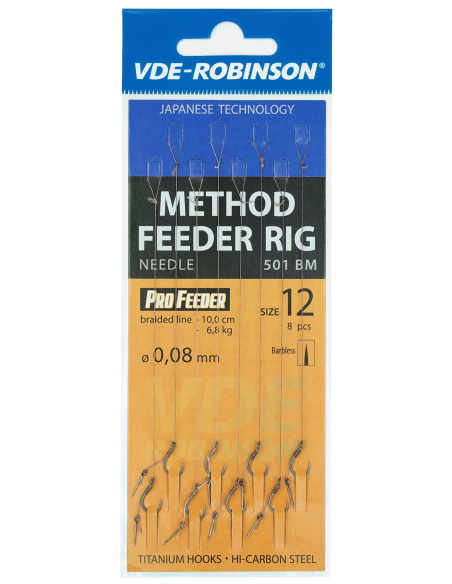 Przypony VDE-Robinson Method Feeder 501BM Barbless / Plecionka / Z Igłą - roz. 12 ROBINSON - 1 Przypony VDE-Robinson Method Feeder 501BM Barbless / Plecionka / Z Igłą - roz. 12 ROBINSON - 1