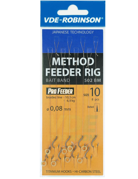 Przypony VDE-Robinson Method Feeder 502BM Barbed / Plecionka / Z Gumką - roz. 6 ROBINSON - 1 Przypony VDE-Robinson Method Feeder 502BM Barbed / Plecionka / Z Gumką - roz. 6 ROBINSON - 1