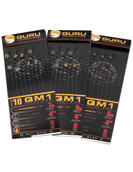 Przypony Guru Banded Hair Rigs - QM1 Z Gumką 0.19mm 10cm - roz 10 GURU - 1