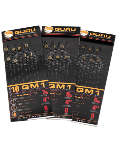 Przypony Guru Banded Hair Rigs - QM1 Z Gumką 0.19mm 10cm - roz 14 GURU - 1