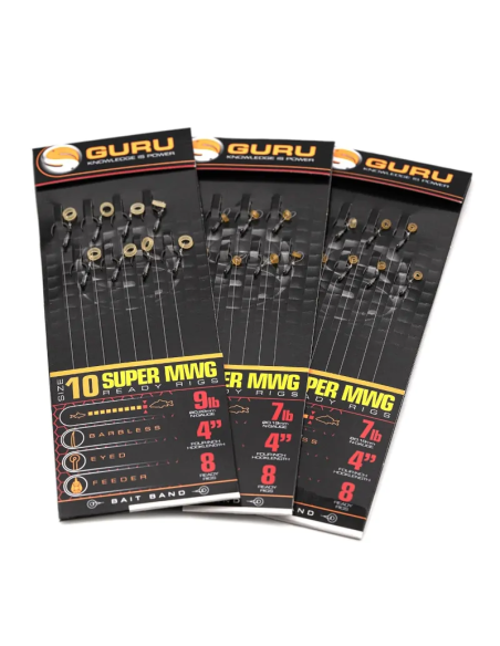 Przypony Guru Banded Hair Rigs - Super MWG Z Gumką 0.19mm 10cm - roz 12 GURU - 1