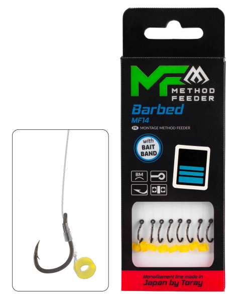 PRZYPONY MIKADO METHOD FEEDER - MF14 Z GUMKĄ Barbed rozm - 8 MIKADO - 1