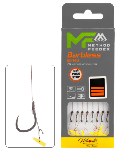 PRZYPONY MIKADO METHOD FEEDER NA PLECIONCE MF14 Push Stop BARBLESS rozm - 8 MIKADO - 1