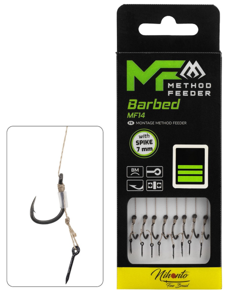 PRZYPONY MIKADO METHOD FEEDER NA PLECIONCE MF14 Z IGŁĄ Barbed rozm - 6 MIKADO - 1