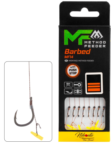 PRZYPONY MIKADO METHOD FEEDER NA PLECIONCE MF14 Push Stop BARBED rozm - 8 MIKADO - 1