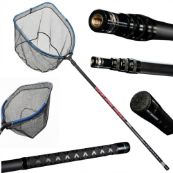 Teleskopowy Podbierak Z Regulacją  Sztycy  + Gumowany Kosz Z Pływakiem 3,5m  - 1