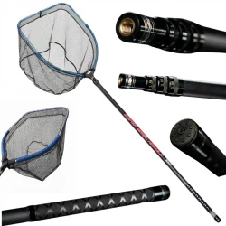 Teleskopowy Podbierak Z Regulacją  Sztycy  + Gumowany Kosz Z Pływakiem 3,5m  - 1