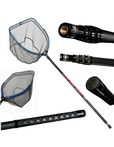 Teleskopowy Podbierak Z Regulacją  Sztycy  + Gumowany Kosz Z Pływakiem 3,5m  - 1