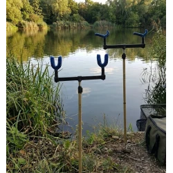 STANOWISKO NA DWIE WĘDKI ZESTAW 2X PODPÓRKA  2X BUZZ BAR 4X WIDEŁKI  - 1