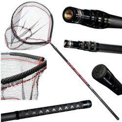 Teleskopowy Podbierak Z Regulacją Długości + Kosz Gumowany Z Pływakiem 4m  - 1