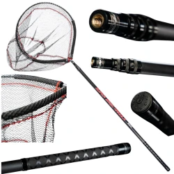 Teleskopowy Podbierak Z Regulacją Długości + Kosz Gumowany Z Pływakiem 4,5m  - 1