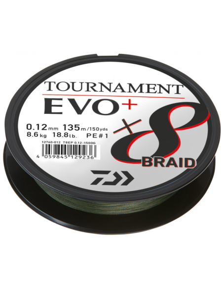 Plecionka Daiwa Tournament EVO+ 135m Dark Green x8 0,10mm DAIWA - 1 Plecionka Daiwa Tournament EVO+ 135m Dark Green x8 0,10mm DAIWA - 1