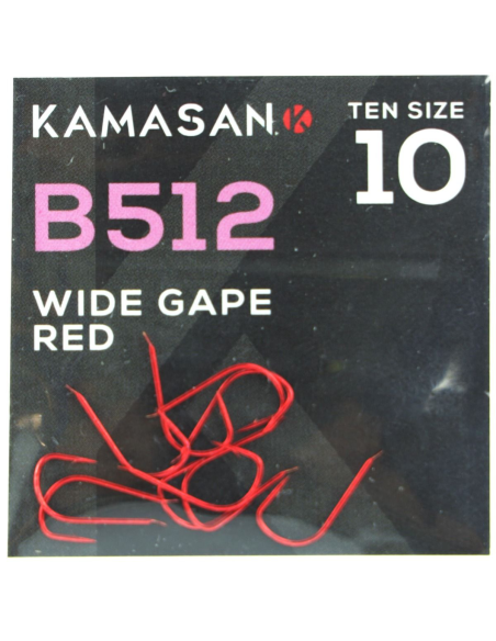 Haczyki Kamasan B512 Red Barbed Wide Gape 10 KAMASAN - 1