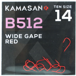 Haczyki Kamasan B512 Red Barbed Wide Gape 14 KAMASAN - 1