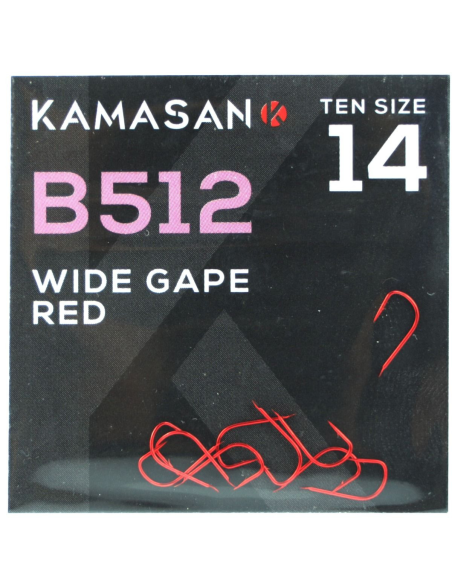 Haczyki Kamasan B512 Red Barbed Wide Gape 14 KAMASAN - 1