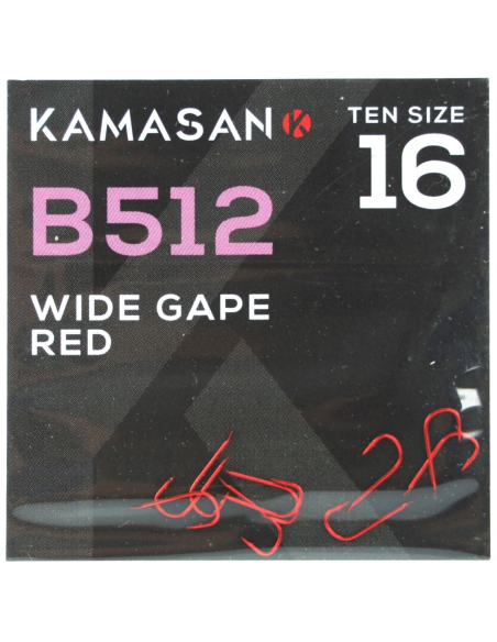 Haczyki Kamasan B512 Red Barbed Wide Gape 16 KAMASAN - 1