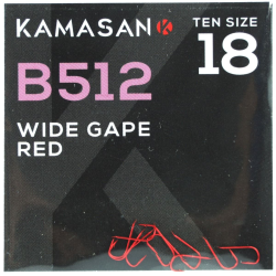 Haczyki Kamasan B512 Red Barbed Wide Gape 18 KAMASAN - 1