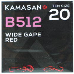 Haczyki Kamasan B512 Red Barbed Wide Gape 20 KAMASAN - 1