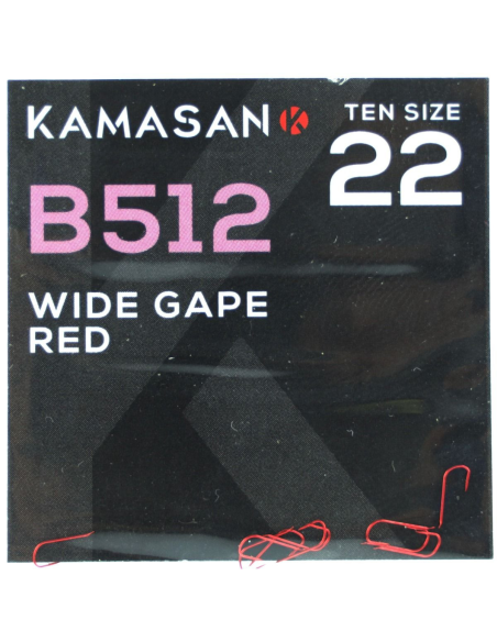 Haczyki Kamasan B512 Red Barbed Wide Gape 22 KAMASAN - 1