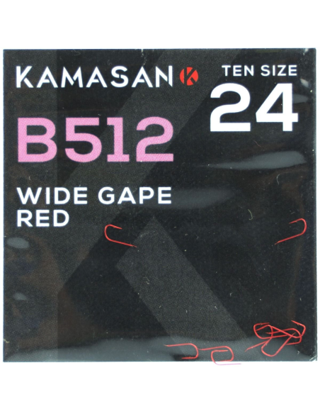 Haczyki Kamasan B512 Red Barbed Wide Gape 24 KAMASAN - 1