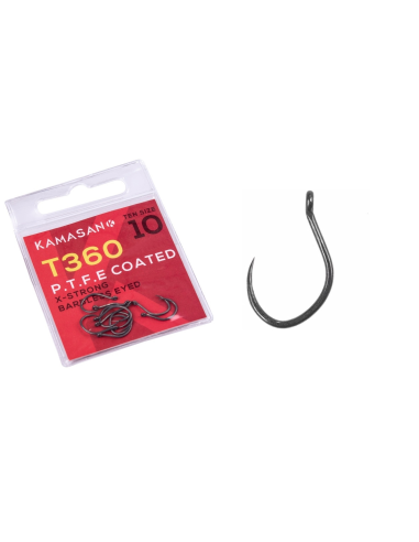 Haczyki Kamasan T360 P.T.F.E X-Strong Barbless Eye