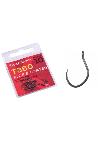 Haczyki Kamasan T360 P.T.F.E X-Strong Barbless Eyed 12 KAMASAN - 1