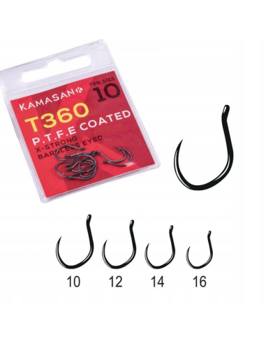 Haczyki Kamasan T360 P.T.F.E X-Strong Barbless Eyed 12 KAMASAN - 2