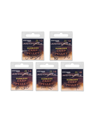 Haczyki Drennan ACOLYTE CARP PELLET Barbless Nr18